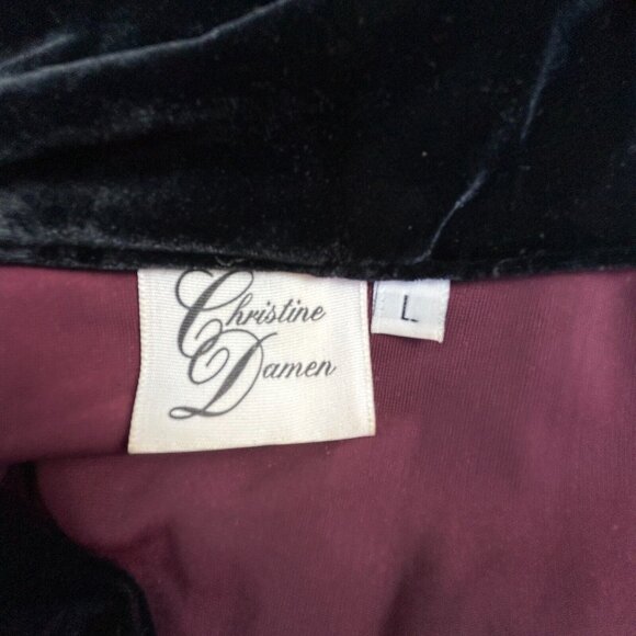 Christine Damen Womens Blazer Jacket Large Burgundy Velvet Long Sleeve Stretch - Picture 3 of 7